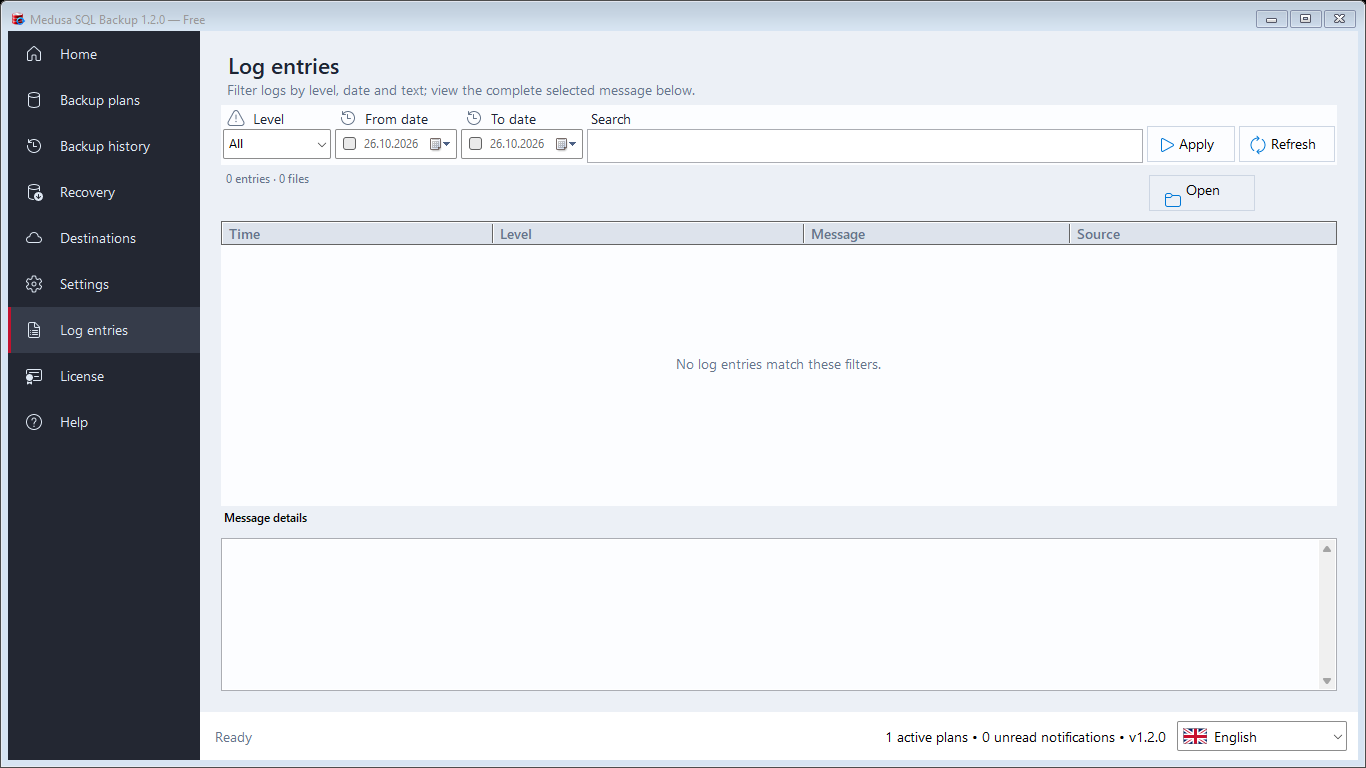 Built-in log viewer